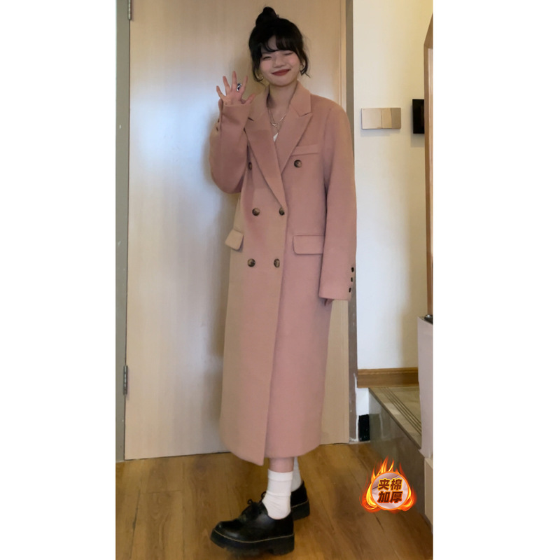 觅定灰色毛呢大衣正肩外套女冬季高级感长款西装呢子黑色小个子|undefined