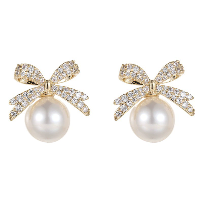 Серьги с жемчугом и бантом, новинка 2023 года, модные весенне-летние серьги из стерлингового серебра высокого класса, доступные роскошные элегантные серьги для женщин