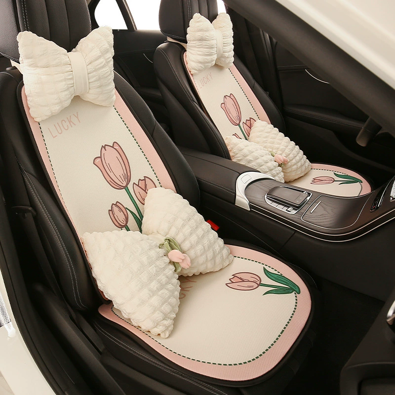24 года Car seat cover новый печатный тюльпан многокомпонентный набор маленькие три штуки универсальная маленькая талия оптом