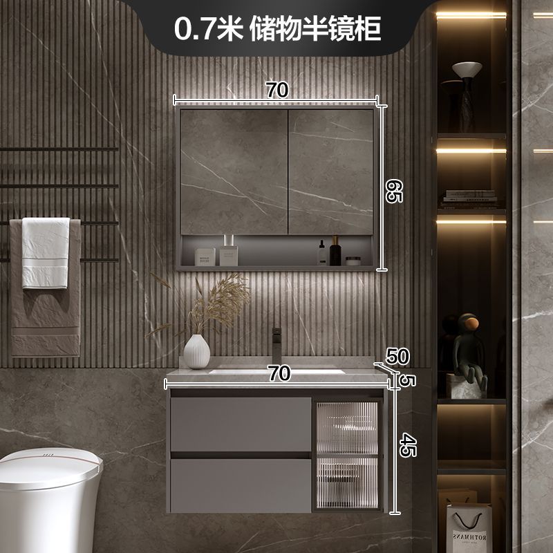 Placa de roca sin fisuras cuenca integrada inteligente gabinete de baño combinación de baño tabla de lavado lavabo