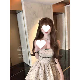 2026年心动波尔卡夏季 波点大蝴蝶结撞色无袖小礼服背心裙短裙女