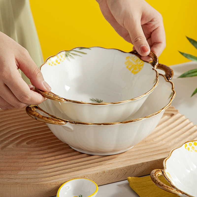 Керамическая посуда New Pineapple pattern, тарелки для ужина, миски, палочки и ложки, опции оптовые