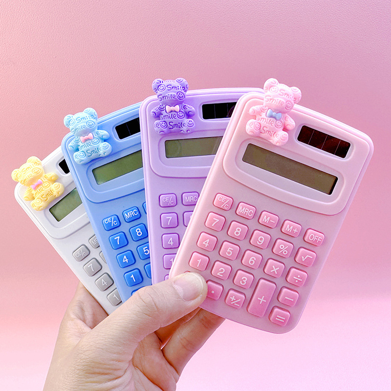 Calculadora de dibujos animados adorable mini portable estudiantes de oficina macarón colorido computadora de alto valor al por mayor