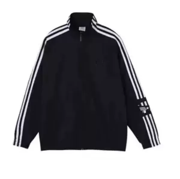 Autumn embroidered jacket for men and women, three-stripe loose casual stand-up collar sports jacket, trendy top 41390