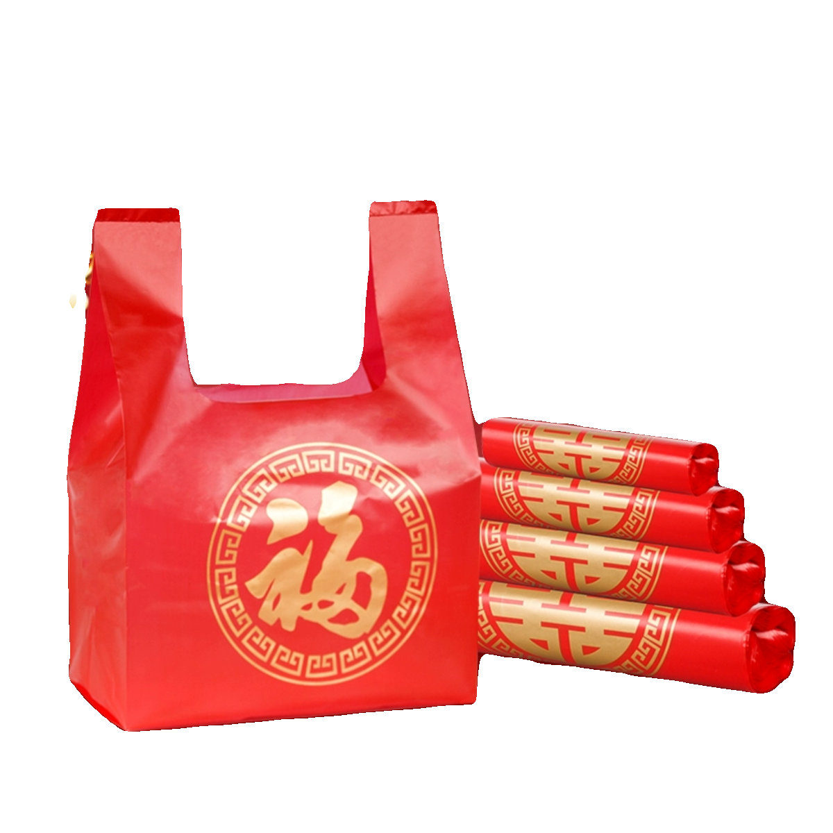 Bolsas de plástico rojas gruesas bolsas de regalo de bodas de luna llena bolsas de chaleco de gran tamaño