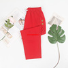 Summer bamboo trousers, high waist, drawstring, plus size, cotton and linen, loose fit