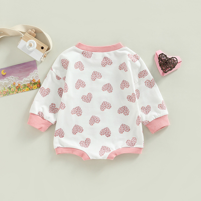 Valentine's Day Cute Heart Shape Cotton Baby Rompers display picture 3