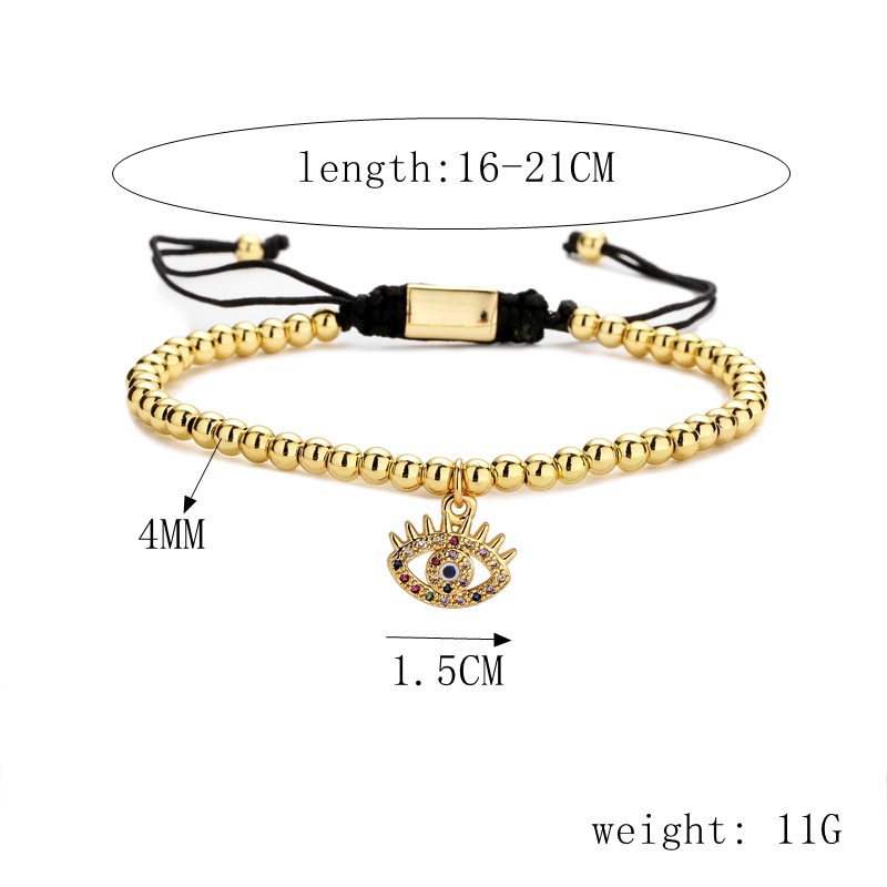 Simple Style Devilu0027S Eye Crown Smiley Face Copper Inlay Zircon Bracelets 1 Piece