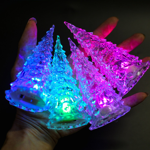 Christmas best-selling glowing acrylic Christmas tree LED colorful crystal flashing night light children's toy gift