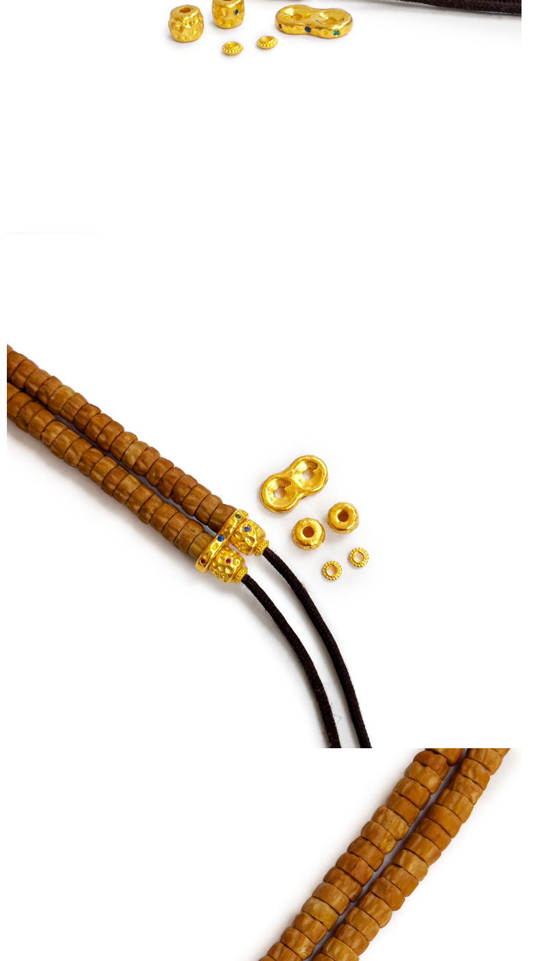 Ancient method gold color eight-character ring hammer pattern instead of good luck text play handmade Joker DIY bracelet beads accessories