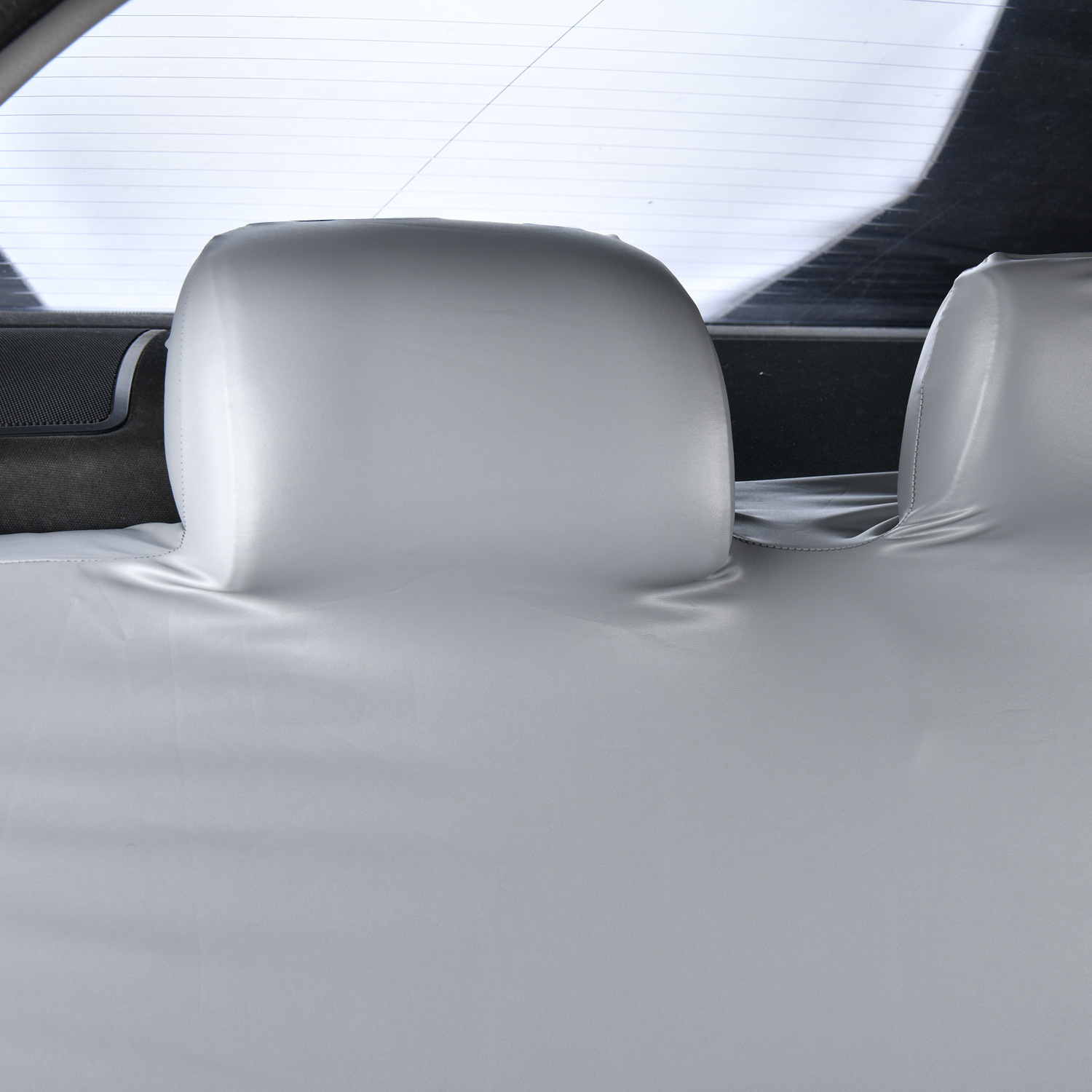 Pu Car Seat Cushion Cover, Elastic Universal Leather Rear Seat Three-Person Integrated Seat Cushion and Backrest Cover, Dustproof and Waterproof