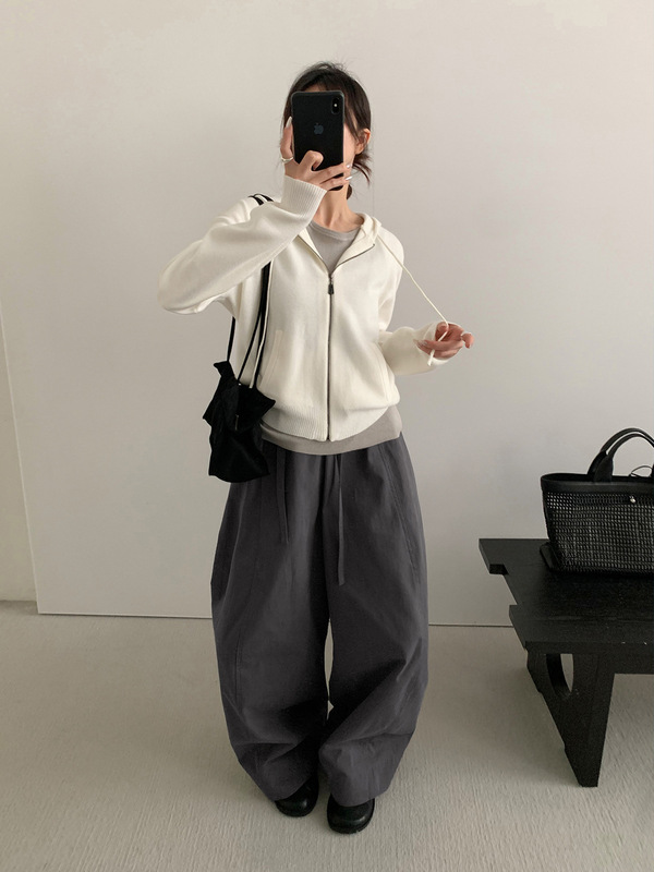 TG 休闲风针织帽衫女2025秋季新款显瘦纯色百搭拉链开衫外套25806|undefined