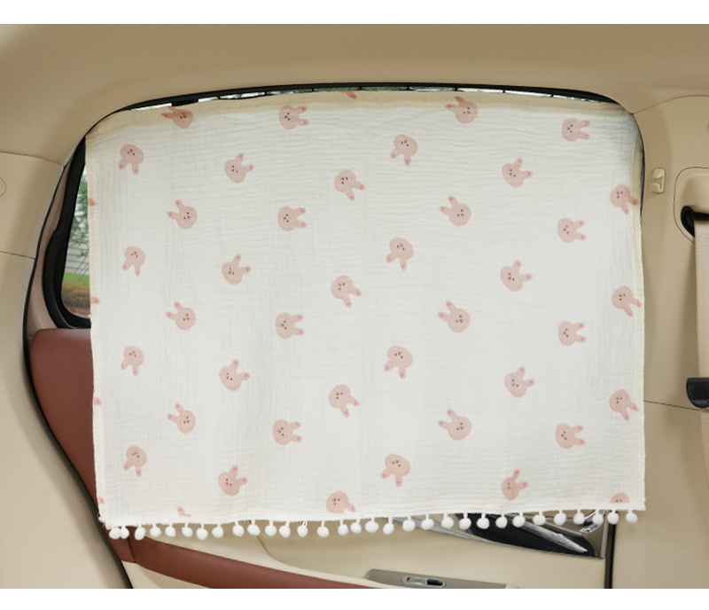 Love Bear Rabbit Car Curtain Embedded Track Car Sun Protection Sunshade Double Veil Car Sunshade