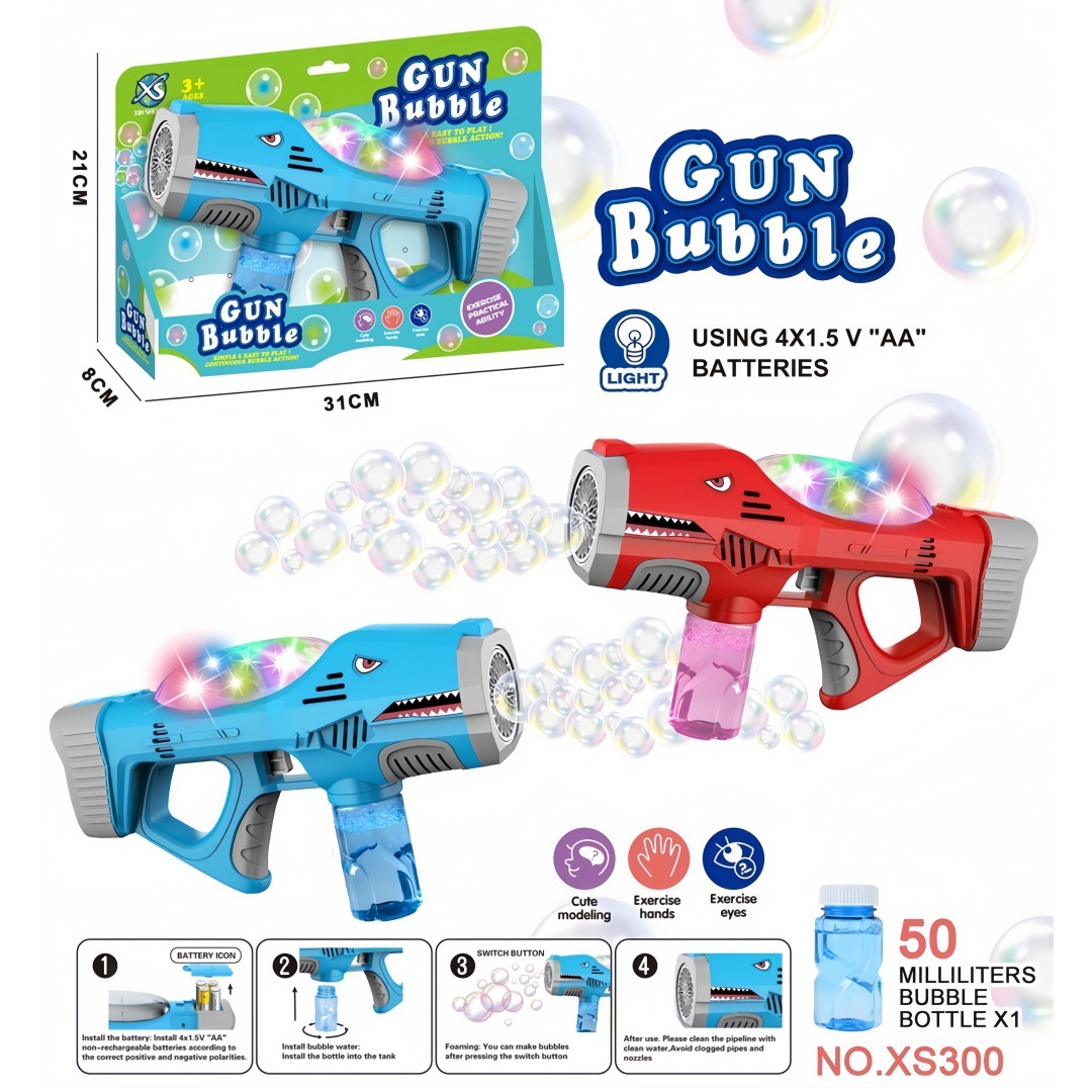 Máquina de burbujas transfronteriza de 10 hoyos, pistola de burbujas automática eléctrica de mano, luz, música, puesto de parque de juguetes para niños