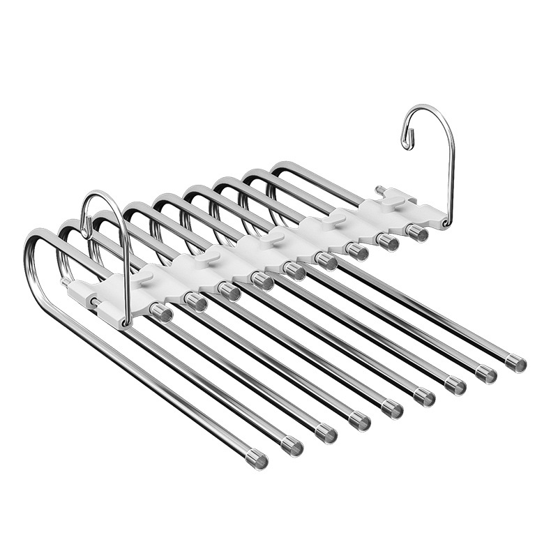 Pantalones plegables rack multi-funcional multi-capa pantalones percha hogar magia pantalones sin costuras clip armario de almacenamiento de acero inoxidable percha