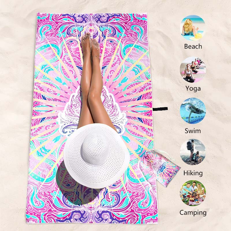 Toalla de playa impresa para adultos en stock toalla de baño de playa de terciopelo de doble cara de microfibra toalla de playa de secado rápido absorbente toalla de playa