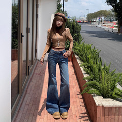 美式复古辣妹低腰微喇牛仔裤女2025年秋冬新款修身显瘦百搭喇叭裤