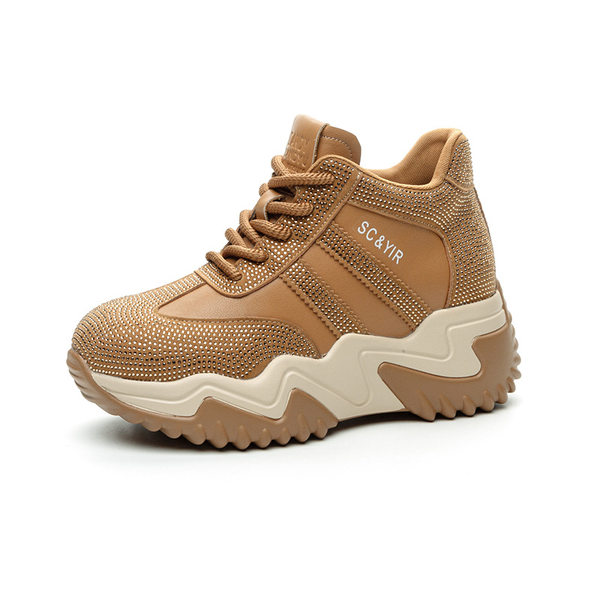 Giày sneaker nữ chunky đế dày phong cách hot girl, cổ điển năng động mùa đông 2025 — M2669 màu vàng một lớp lót trong, M2669 một lớp màu đen, M2669 màu đỏ một lớp bên trong, M2669 màu xám một lớp bên trong
