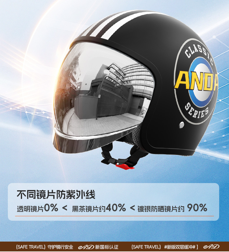 Ad Electric Motorcycle Helmet 3C Certified Men's and Women's All-Season Half Helmet Winter Warm Battery Car Helmet