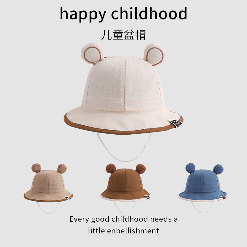 Sombrero de bebé primavera y otoño oso pequeño sombrero de pescador lindo niño niñas sombrero de sol bebé versátil sombrero de sol verano delgado
