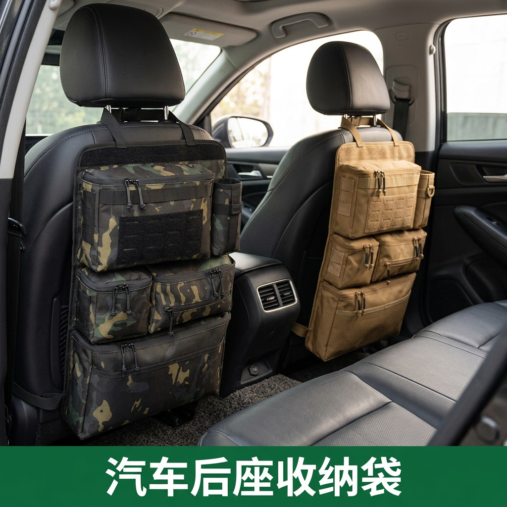 Multifunctional car seat back organizer, hanging multi-pocket storage bag, outdoor functional storage bag