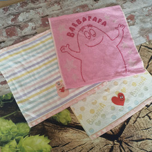 纯棉全棉色织提花纱布刺绣大方巾巴巴爸爸贴布绣方格薄款卡通毛巾