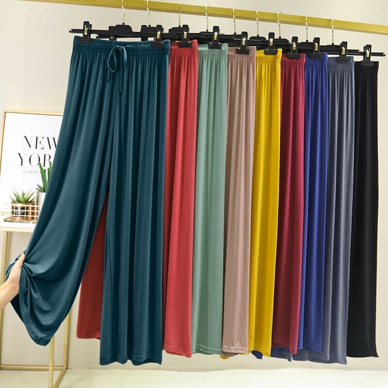 Modal women's home pants, summer thin style, plus size casual pants, high-waisted, loose, breathable, solid color sleep pants, can be worn outside, long pants