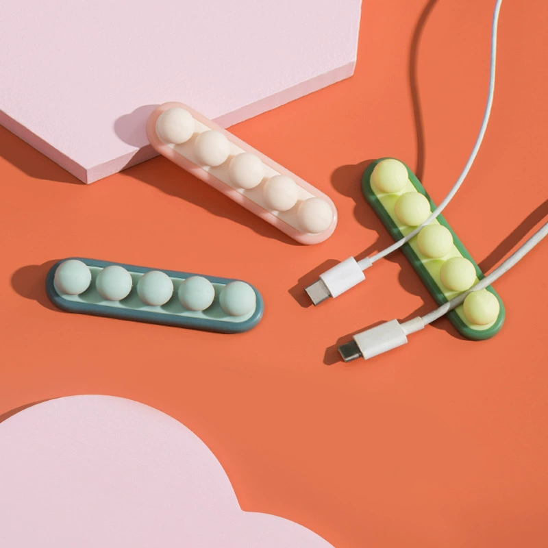 PIN TU pea pea solid wire USB charging cable storage device desktop network cable bundle cartoon hub clip