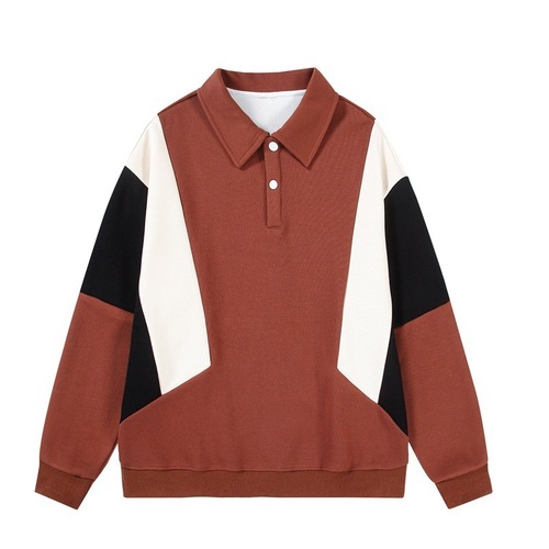 Spring and Autumn Striped Sweatshirt Long-Sleeve T-Shirt Couple Loose Striped Top Men and Women Casual Long-Sleeve Collared POLO Sweatshirt
