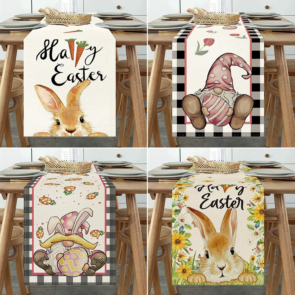 Caminos de mesa de lino estampados estilo nórdico para sala de estar, aislantes del calor, antimanchas, para mesa de comedor, con rayas nórdicas, estilo nórdico.