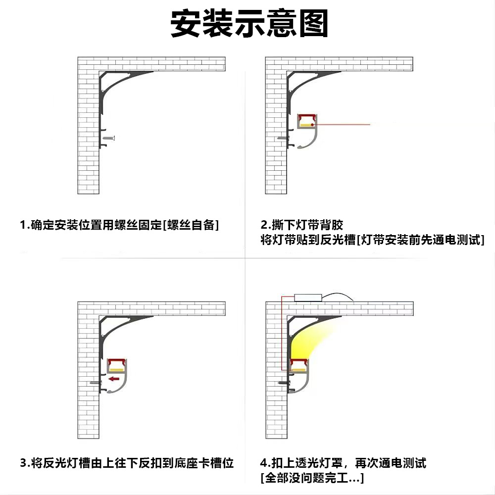 Lámpara de lavado de pared sin techo abierto ranura de lámpara reflectante suspensión de aluminio perfil de ranura de lámpara retrógrada línea de yeso