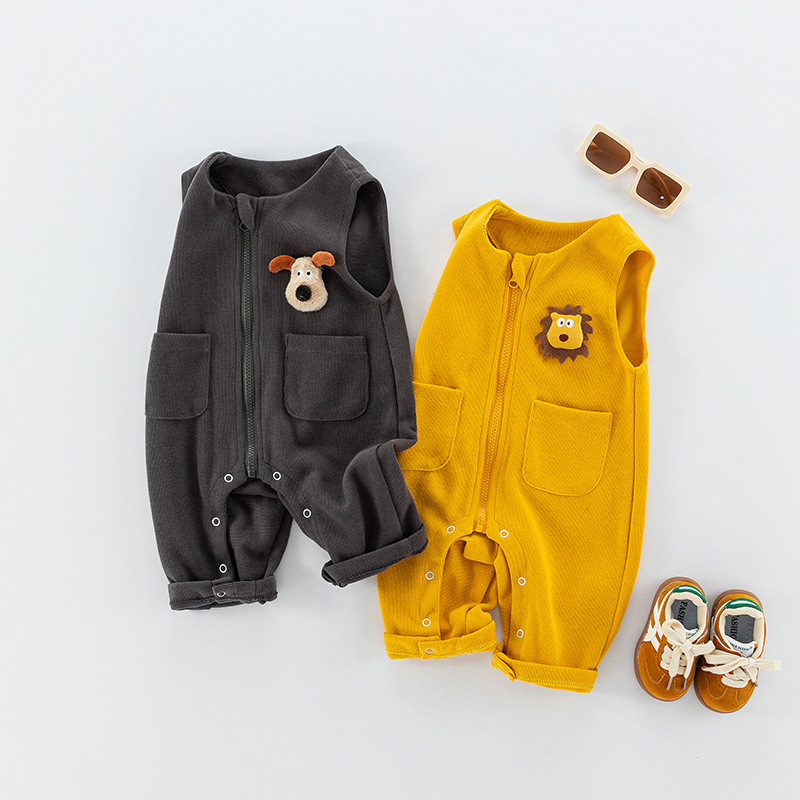 Newborn Spring Outfit Baby Romper Sleeveless Vest Boy Clothes Infant Overalls Outdoor Wear Class a Pure Cotton