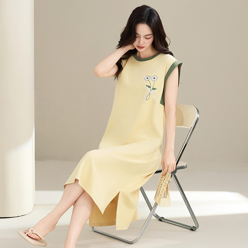 Pijama de verano de algodón delgado chaleco sin mangas pijama de algodón casa ropa de verano más grande ocio se puede usar fuera