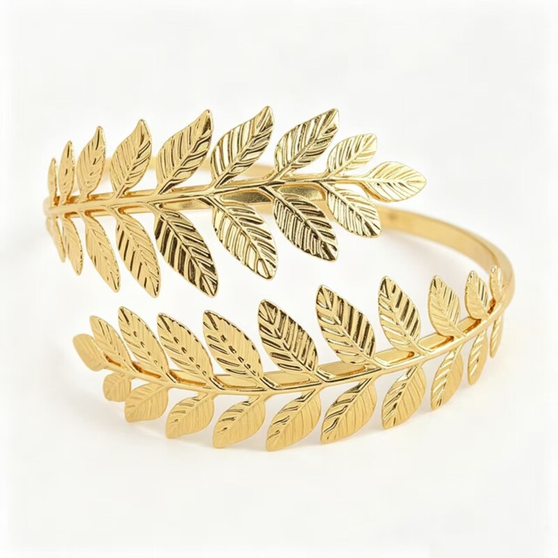 European and American Cross-Border Hot-Selling Personalized Creative Roman Goddess Leaf Bracelet for Women, Exaggerated Leaf Arm Ring