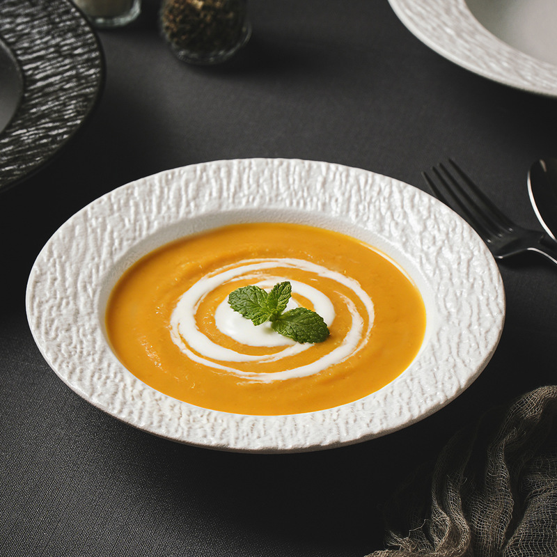 Wide-Rimmed Deep Dish High-End Ceramic Soup Plate White Tableware Home Restaurant Bowl and Plate Set Pasta Vegetable Salad Plate Wide-Rimmed Deep Dish High-End Ceramic Soup Plate White Tableware Home Restaurant Bowl and Plate Set Pasta Vegetable Salad Plate