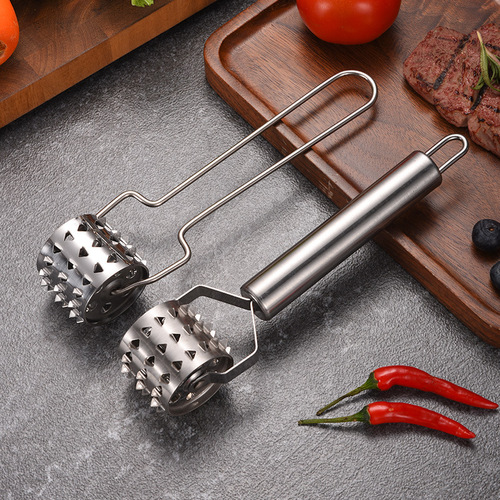 Stainless steel tenderizer hammer, tendon breaking roller, steak and pork chop fast rolling meat hammer, steak loosening hammer