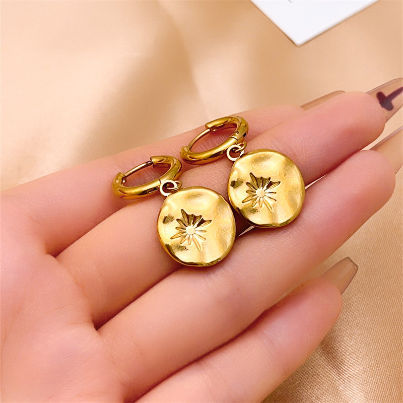 0.03µm Gold Plating Thickness 1 Pair Simple Style Heart Shape Plating 304 Stainless Steel Copper Gold Plated Drop Earrings