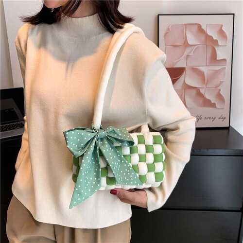 New Cherry Blossom Pink Checkered Bag DIY Handmade Material Kit as a Christmas Gift for Girlfriend and Best Friend, Fresh and Natural Style