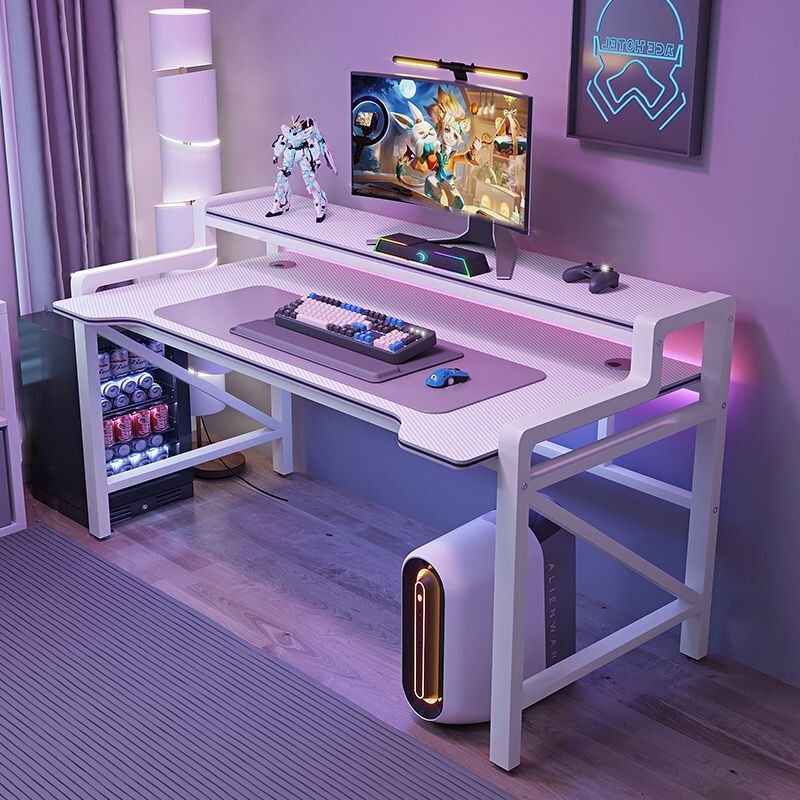 New carbon fiber desktop, gaming computer desk with integrated bookshelf, simple design, suitable for home office use New carbon fiber desktop, gaming computer desk with integrated bookshelf, simple design, suitable for home office use