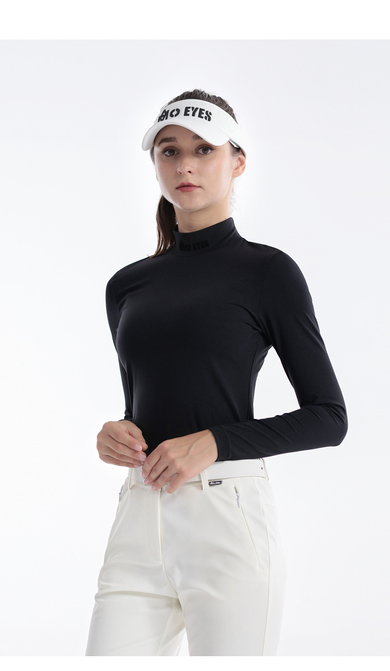 Áo thun dài tay nữ golf cổ tròn khóa kéo vô hình sau lưng — M23YF020-Áo màu trắng, M23YF022-Áo mặc trong màu đen, M23YF022-Áo mặc trong màu trắng, M23YF020-Áo màu đen chi tiết 25