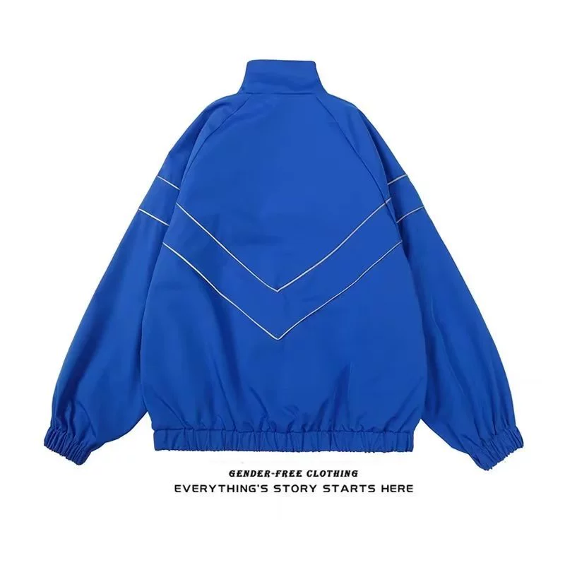 Д Demi-сезона цветная отражающая спортивная куртка для мужчин и женщин, одежда для пары любимых, свободный крой