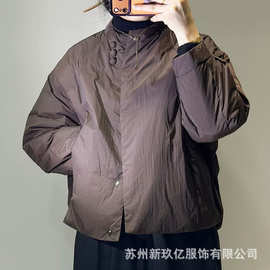 2025冬季新款90白鸭绒通勤保暖短款羽绒服女小个子宽松立领外套