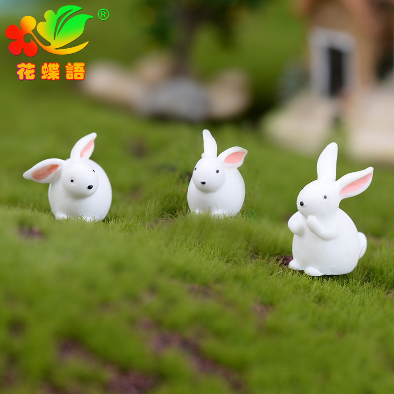 苔藓微景观卡通小白兔生肖兔 DIY园艺装饰品挂配件农场造景小摆件