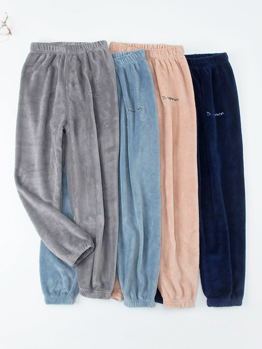 Flannel coral velvet keep warm children's trousers for boys for leisure, increased thickness, family style