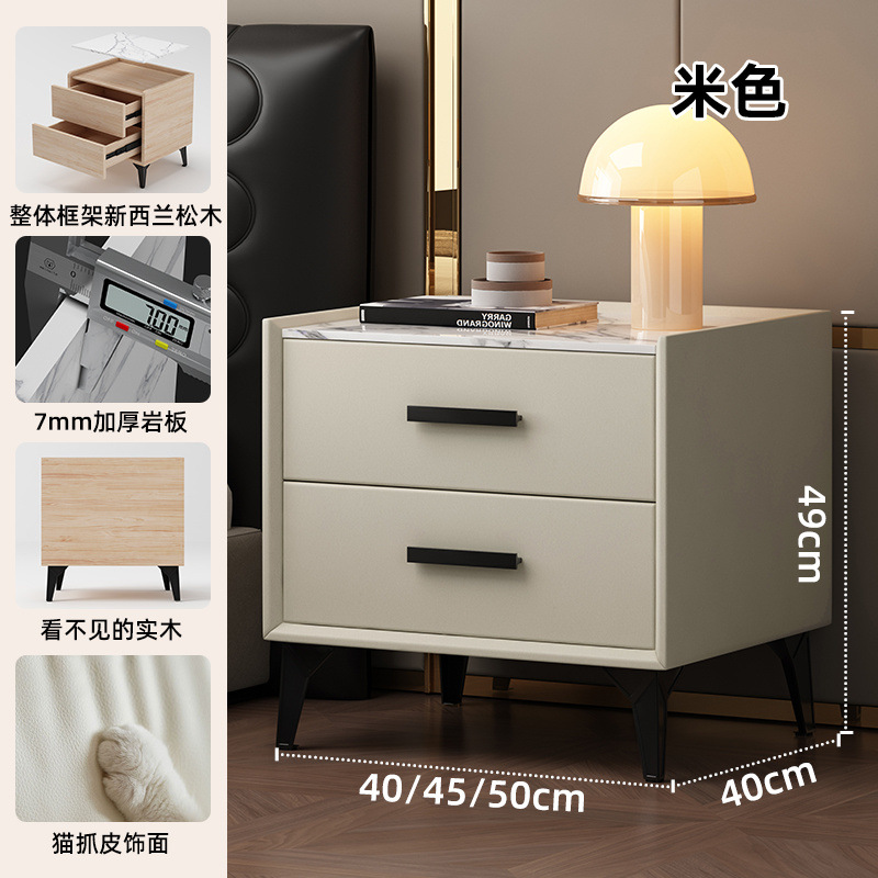 Mesa de cabezal de cama de madera sólida de corteza de roca simple gabinete de lado de la cama moderno pequeño gabinete de lujo pequeño almacenamiento dormitorio doméstico
