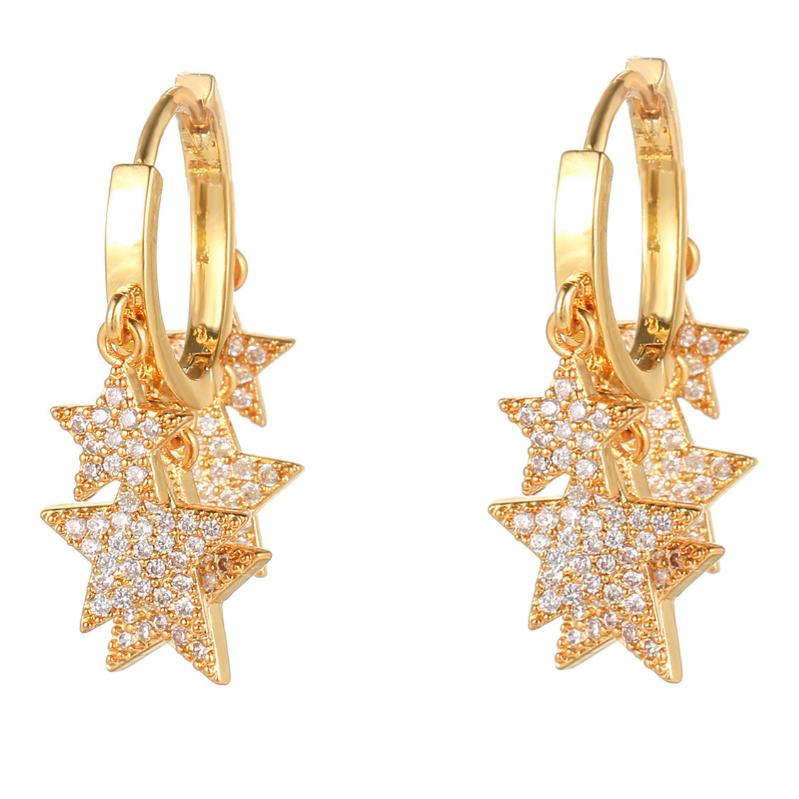 Fashion Star Brass Gem Earrings display picture 2