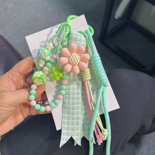 in stock Internet Popular Diy Popular Mobile Phone Case Pendant Beaded Pin Miu Bag Hanging PU Tassel Keychain Lanyard