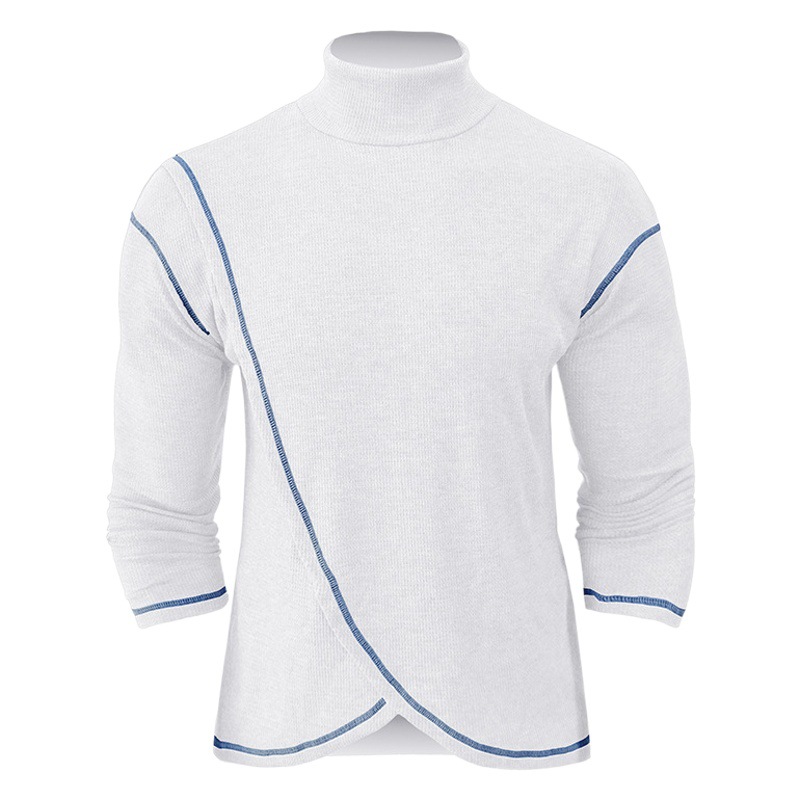 El Comercio exterior transfronterizo Otoño e Invierno de los hombres Nuevos hombres europeos y americanos de cuello alto de manga larga Camiseta waffle bottoming camisa Drop-shoulder top