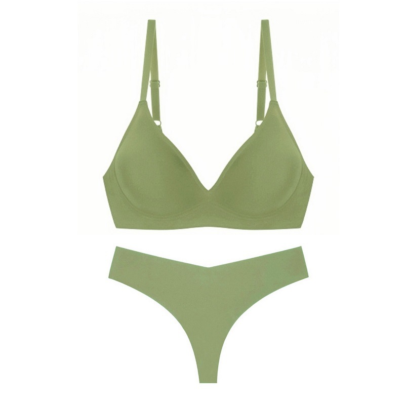 Women's Seamless Bra And Brief Set Wire-free Comfortable Soft Support_voghion.com