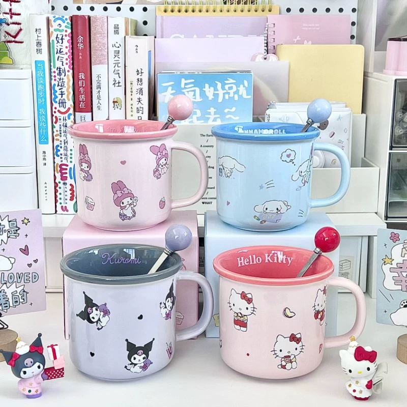 Керамическая кружка Sanrio для воды для девочек с привлекательным внешним видом и симпатичная детская кружка для дома, чашка для кофе и молока, подарок на день рождения